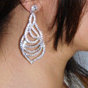 Silver Clear Rhinestone crystal bridal party Stud earrings